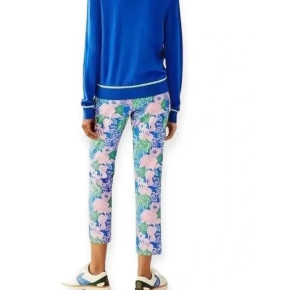 Tory Burch Plus Sport Ribbon Bouquet Printed Tech Twill Golf Pants Size 14